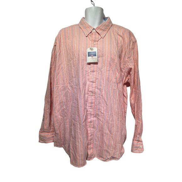 saddlebred vintage oxford pink blue stripe lkng dleeve button up shirt Size 2XL - Picture 1 of 5